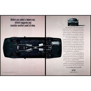 1995 Infiniti Q45 Luxury Sedan 2 Page Vintage Print Ad Chassis Tires Wall Art